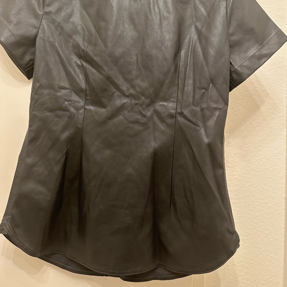 J Crew Black Faux Leather Shirt Size 0 - Picture 4 of 4